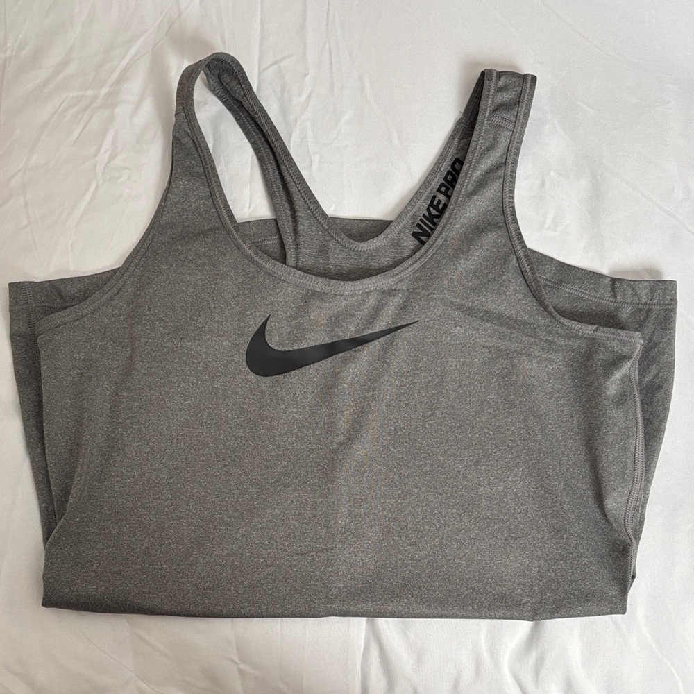 Nike Gray Dri-Fit Tank with Black Swoosh